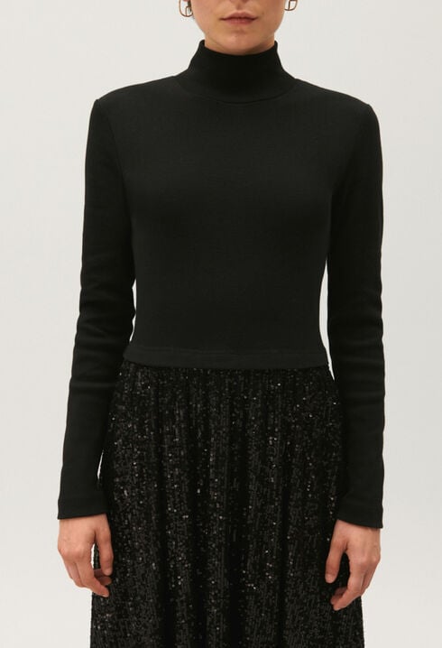 Robe Teli bimatière sequins noire