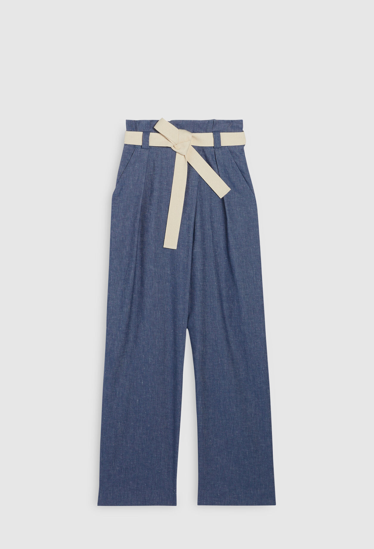 Pantalon paperbag taille haute