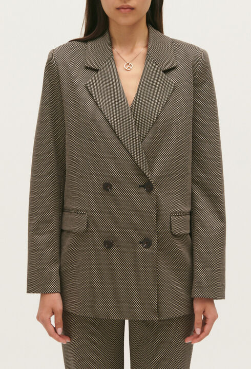 Veste tailleur pied de poule chocolat