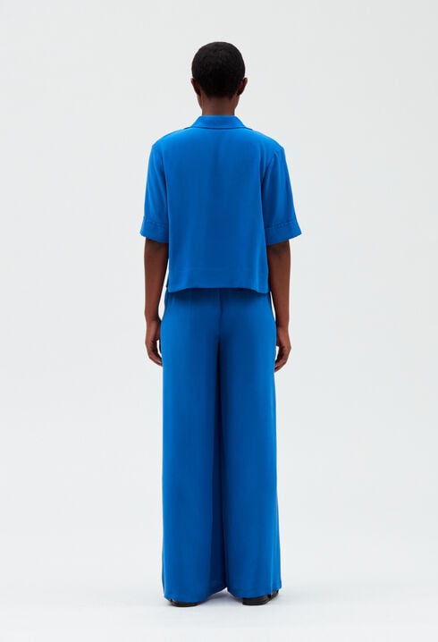 Chemise soie bleue