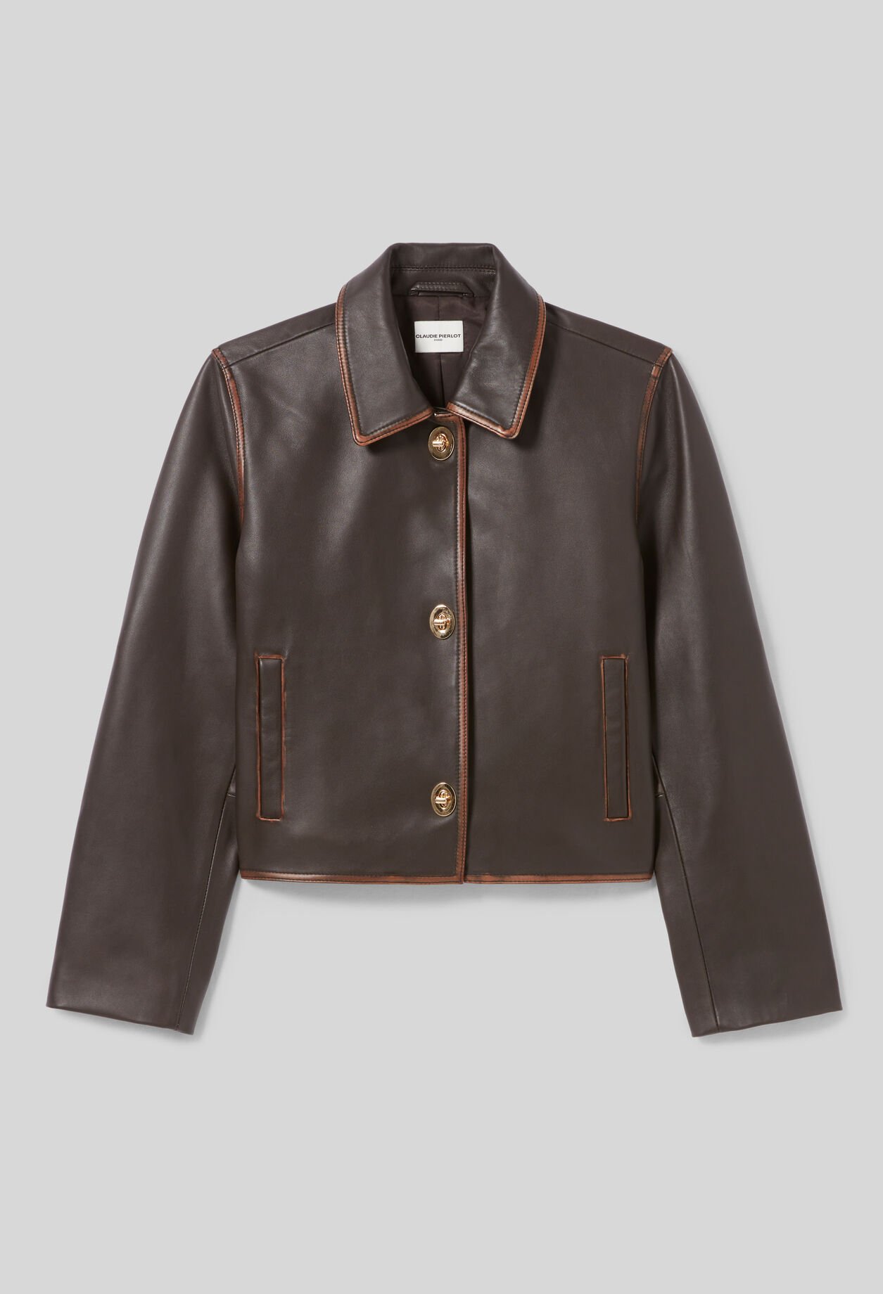 Veste courte cuir vieilli