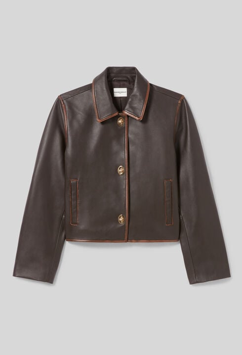 Veste courte cuir vieilli
