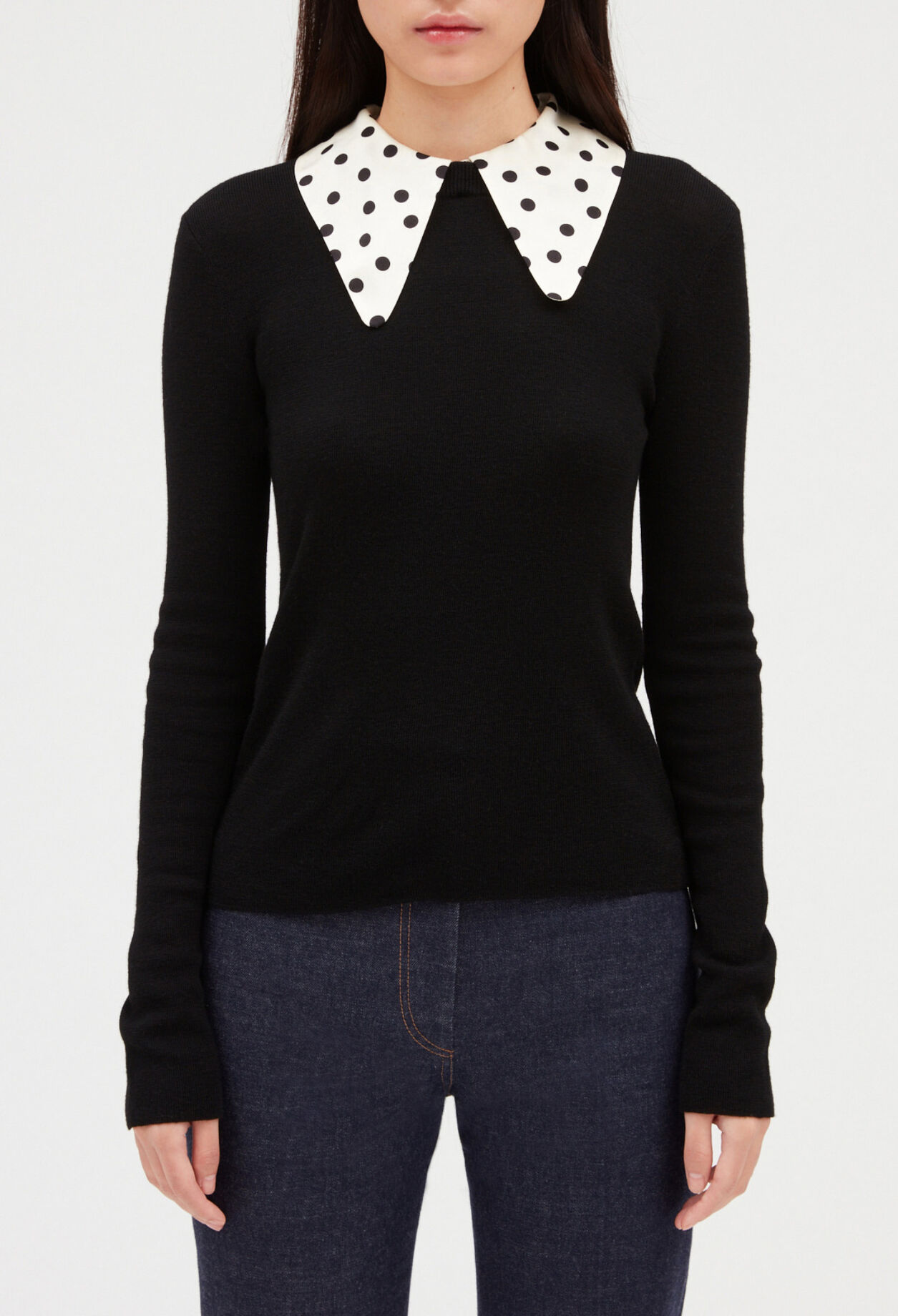 Pull noir double col amovibles
