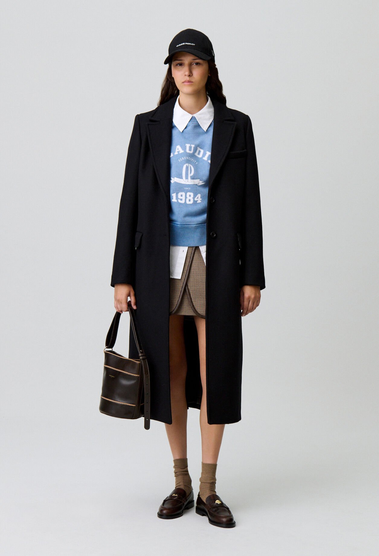 Manteau long droit laine