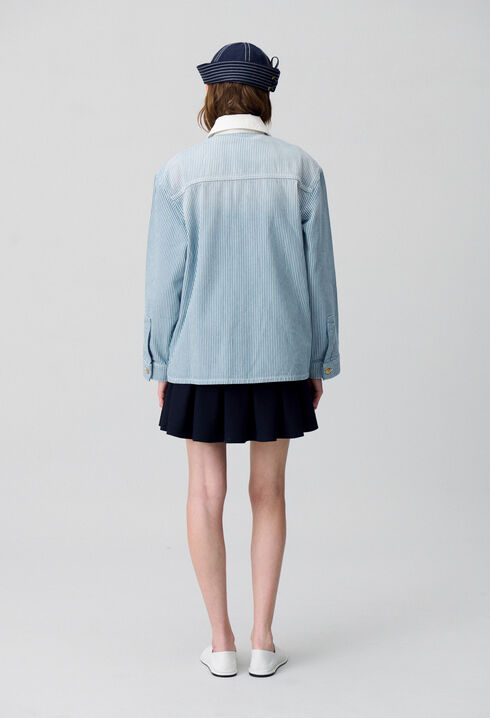 Veste denim gabardine à rayures