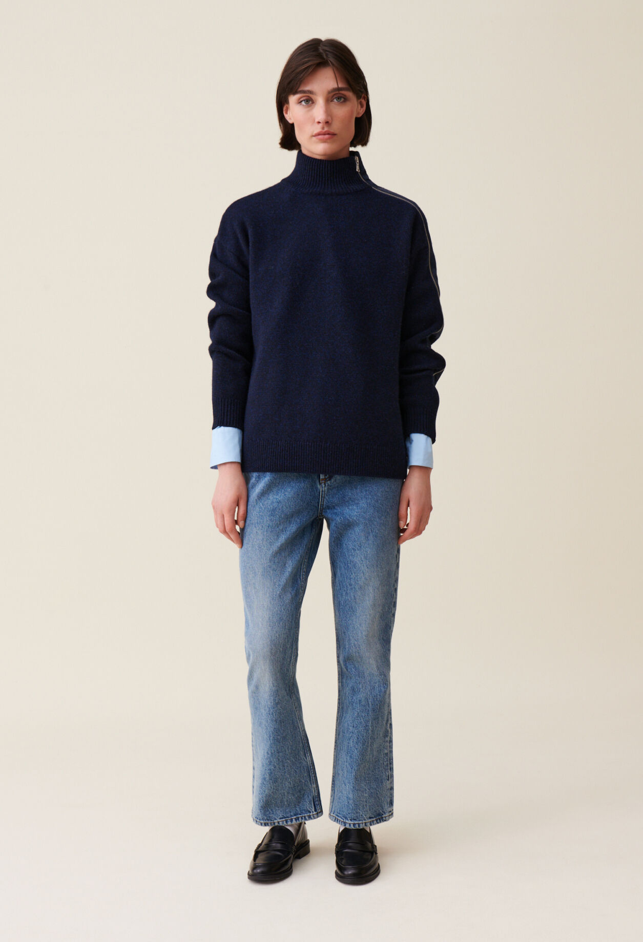 Pull col montant zippé femme clearance
