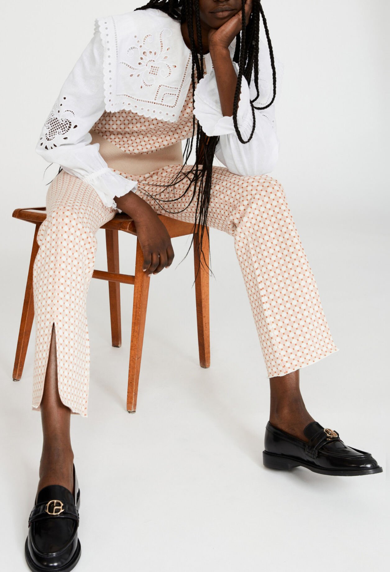 Pantalon maille à motifs graphiques