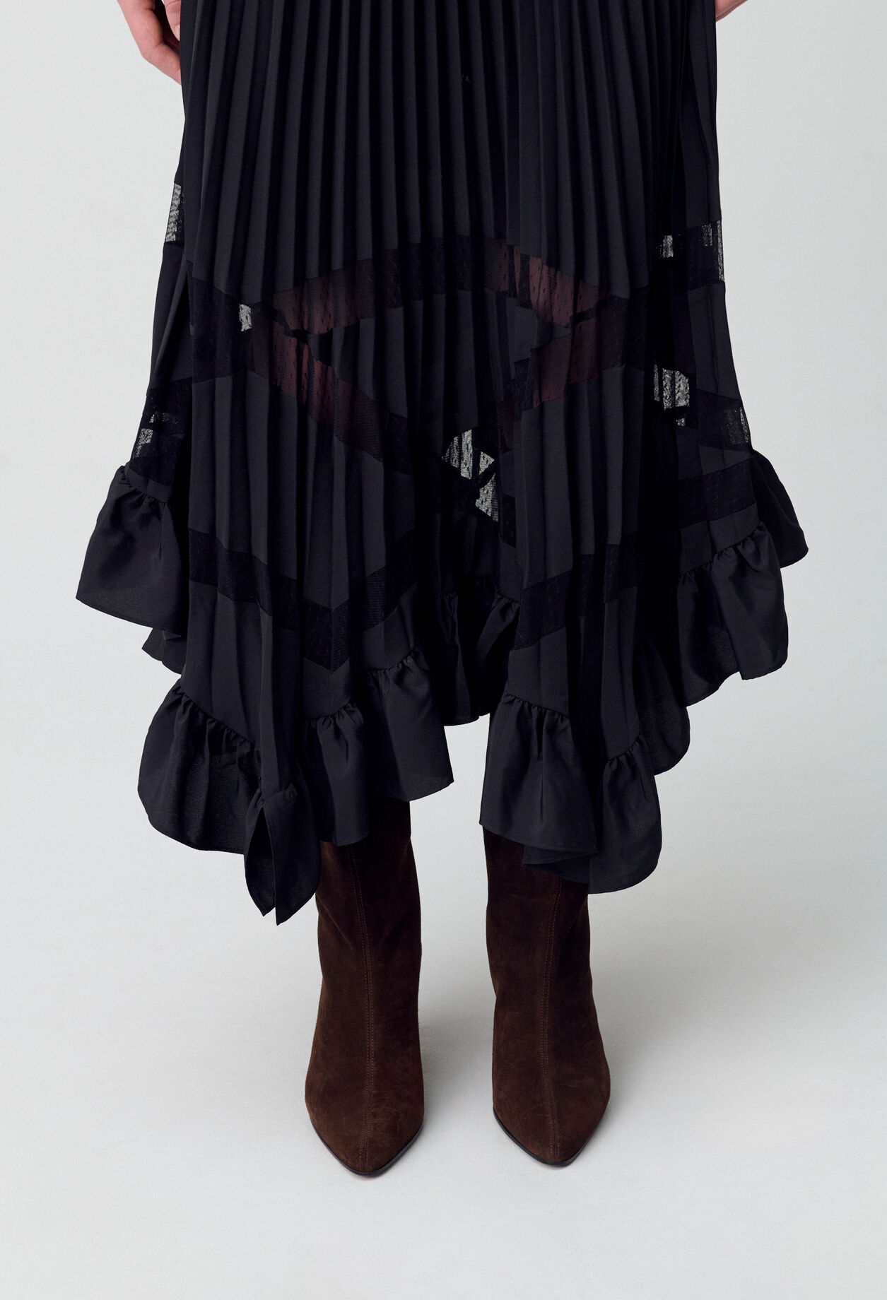 CLAUDIE PIERLOT★JUPE LONGUE PLISSEE ASYMETRIQUE スカート Jupe longue plissée asymétrique pour femme | Claudie Pierlot