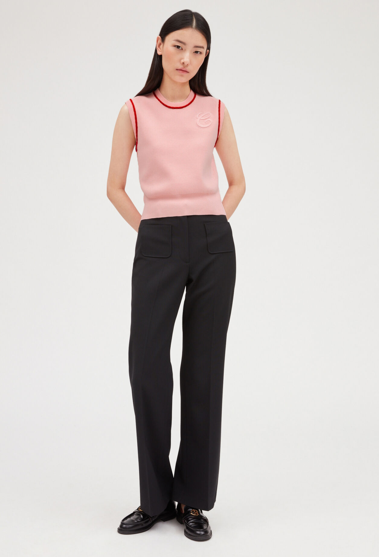 Pull maille sans manche bicolore