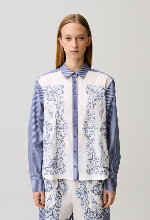 Chemise coton ray&eacute;e