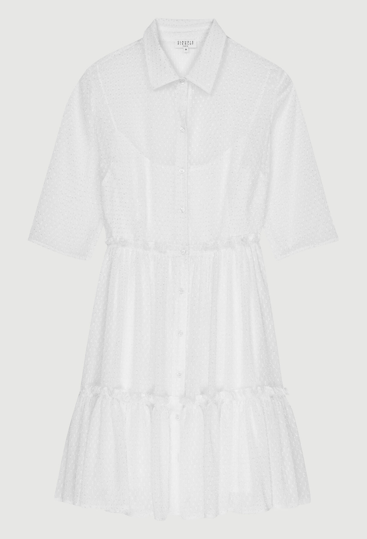 Robe chemise blanche à pois plumetis