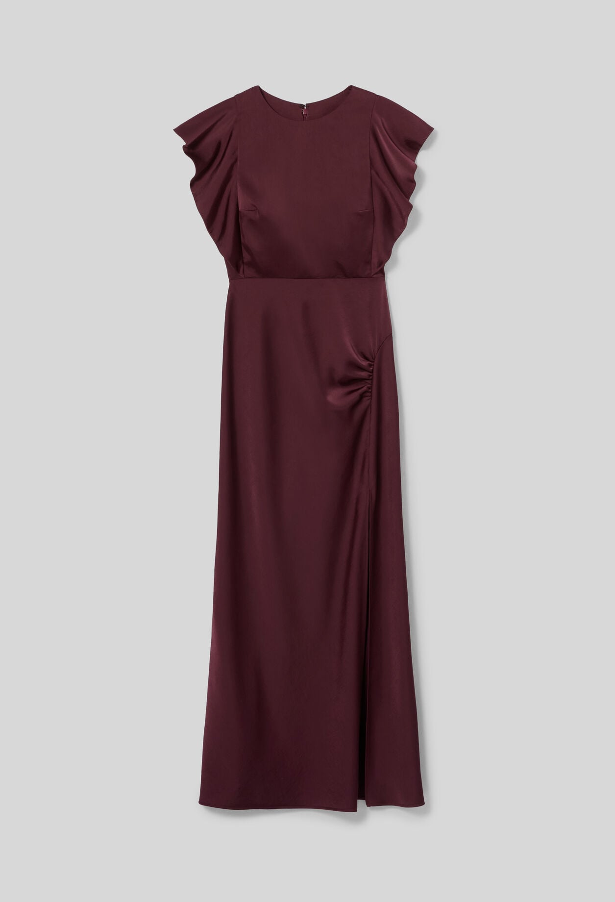 Robe longue satin&eacute;e fendue