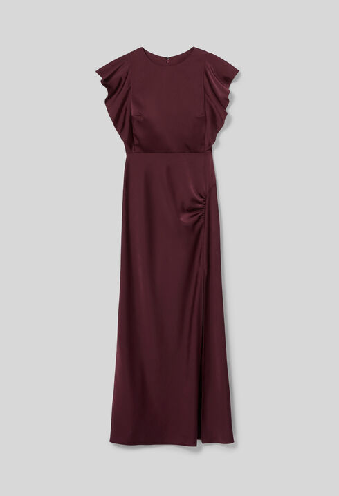 Robe longue satin&eacute;e fendue