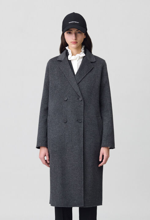 Manteau laine double face gris chiné