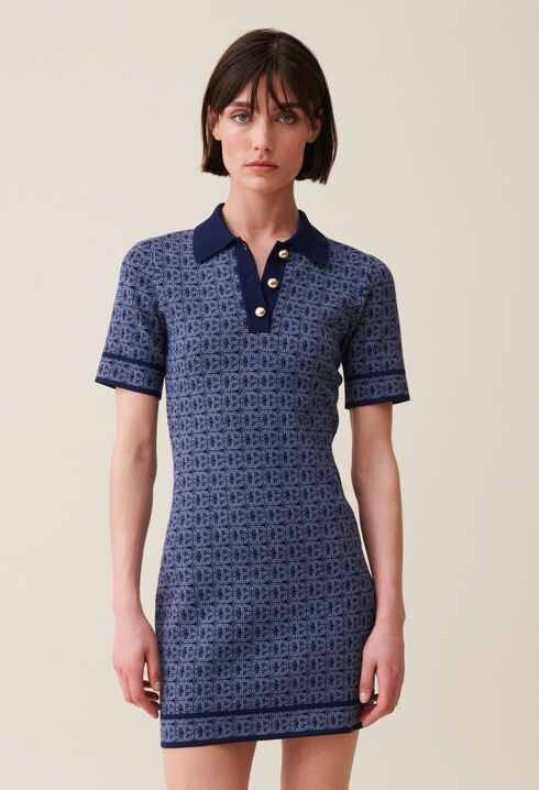 Robe courte monogramme marine