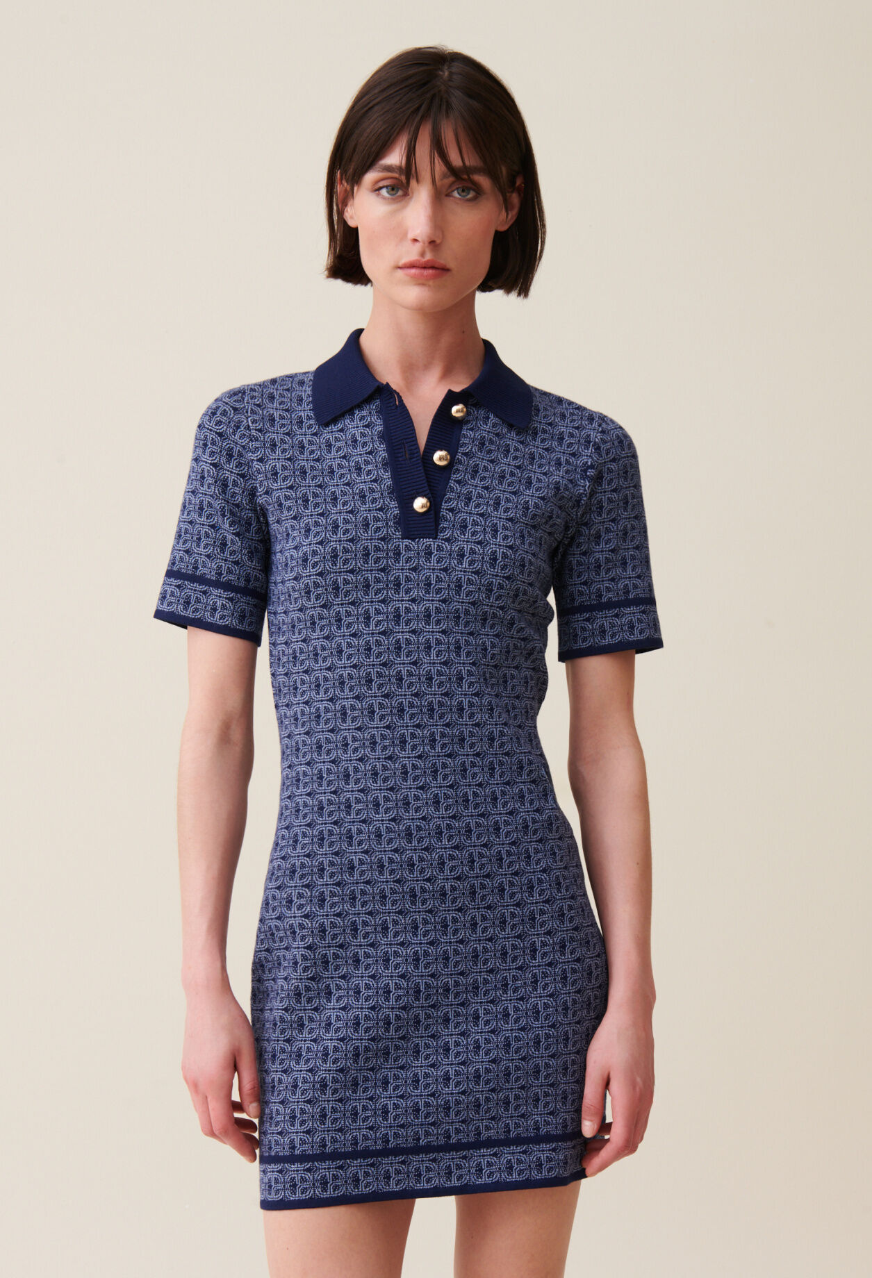 Robe courte monogramme marine