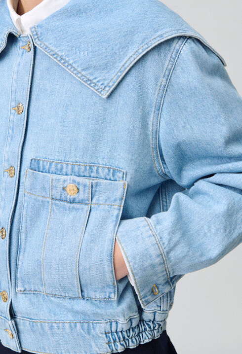 Veste jean denim col large