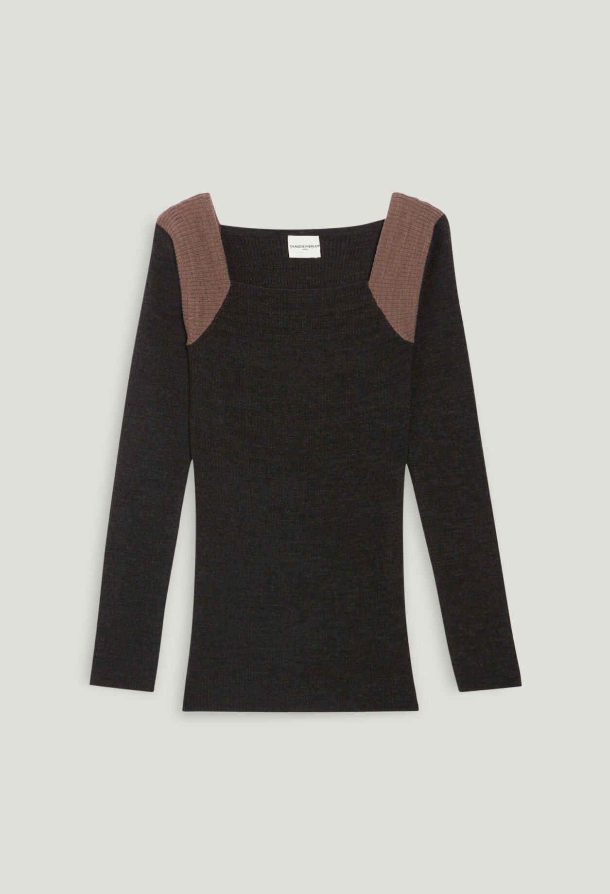 Pull côtelé gris chiné