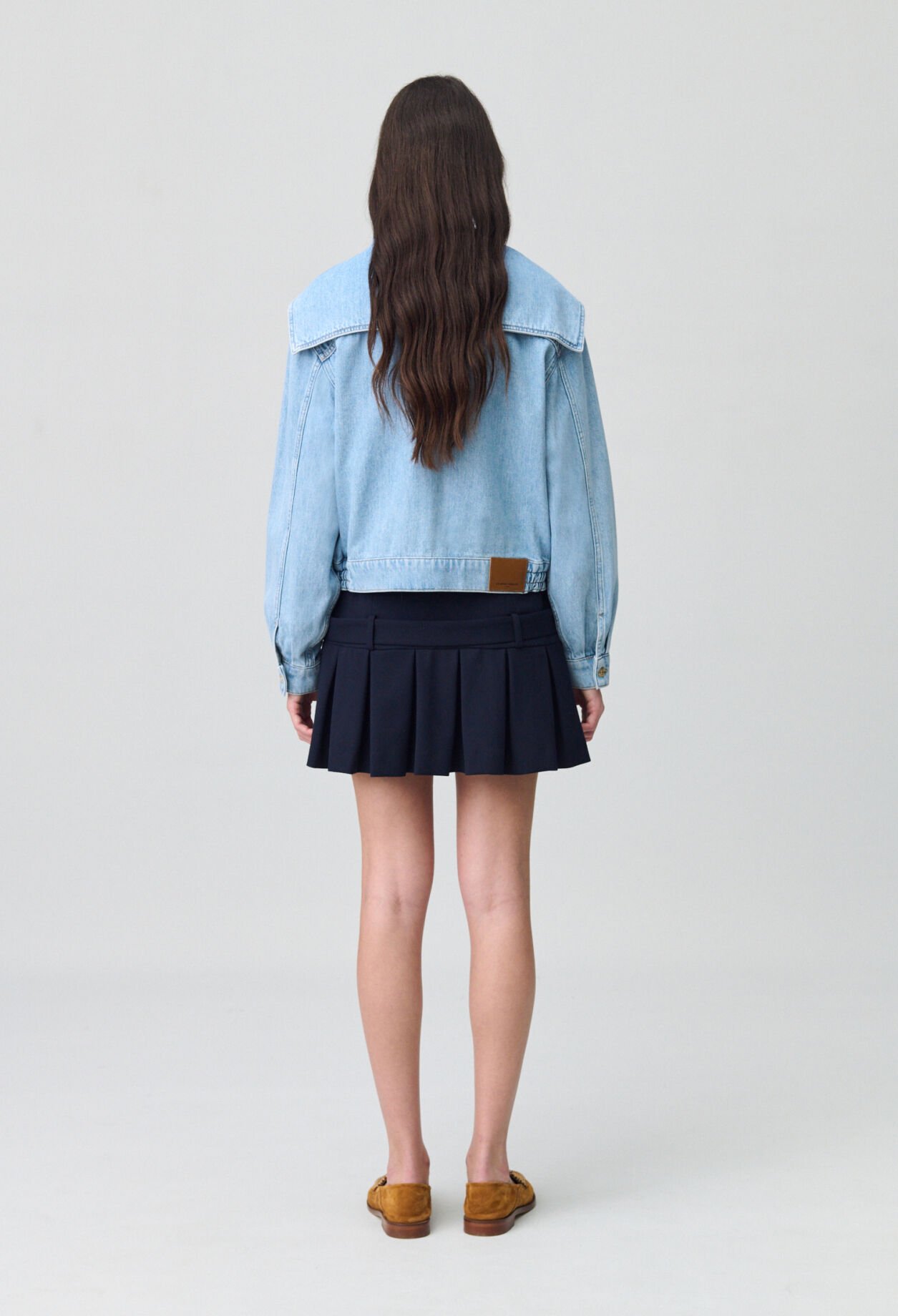 Veste jean denim col large