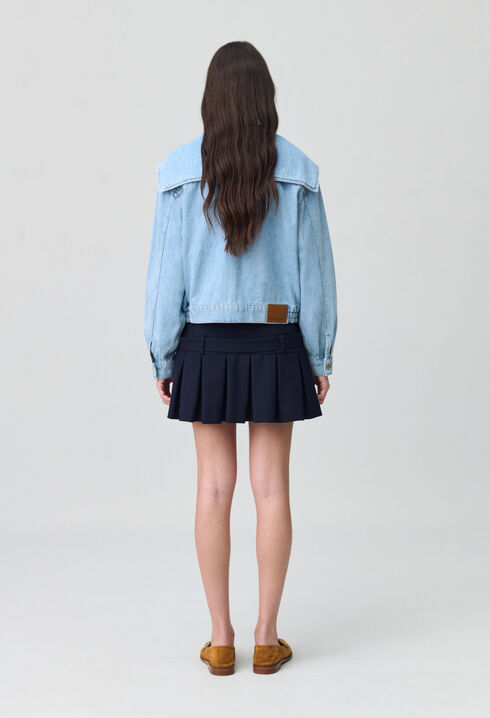 Veste jean denim col large