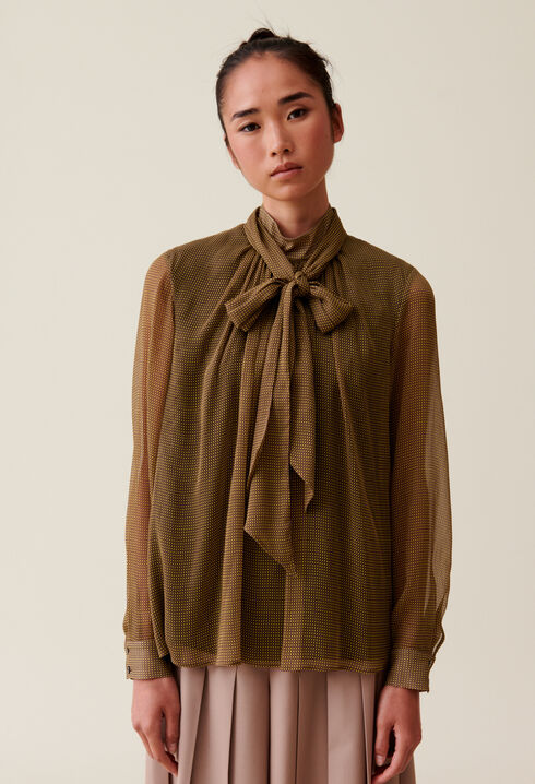 Blouse lavallière carreaux fluide
