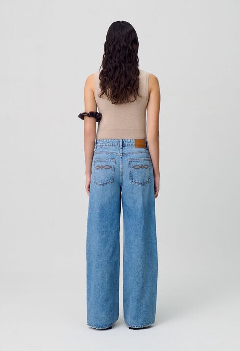 Jean denim droit large délavé