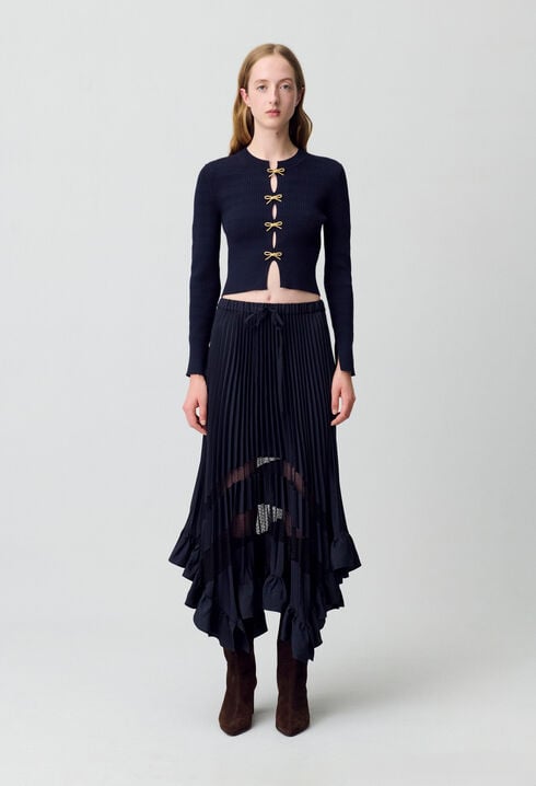 Jupe midi plissée et asymétrique