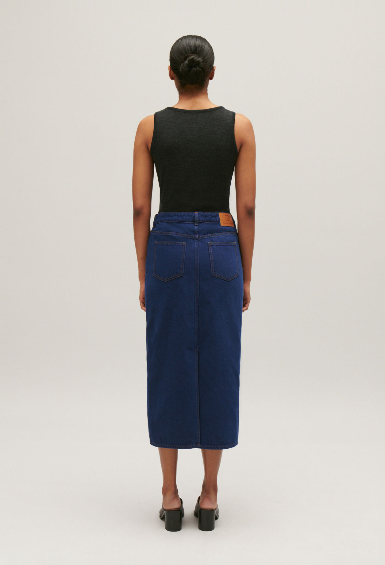 Jupe midi jean bleu