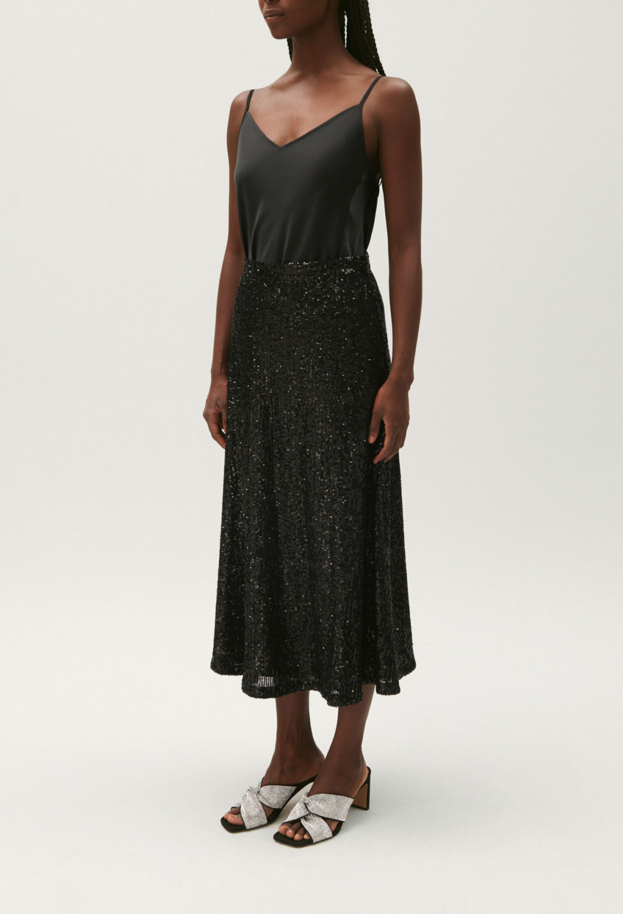 Jupe midi sequins noire