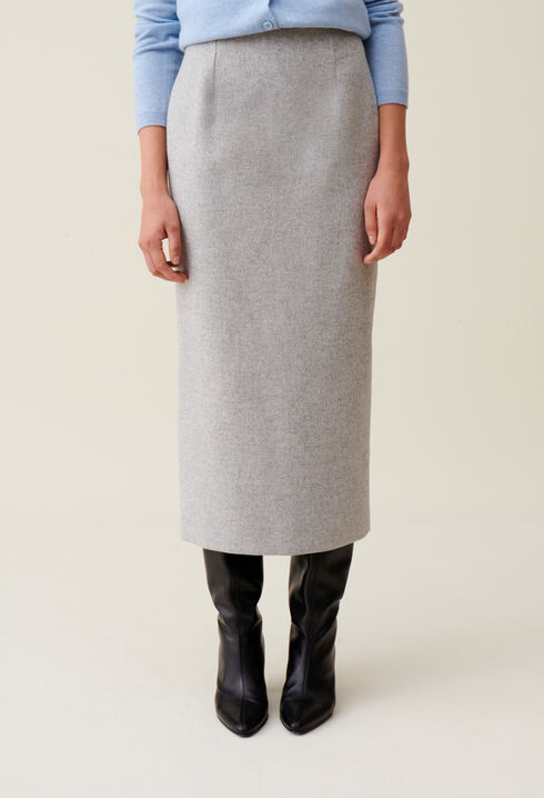 Jupe crayon taille haute gris clair