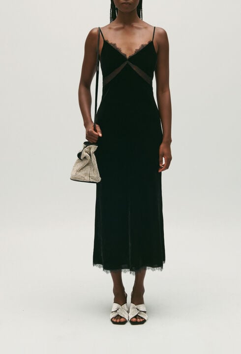 Robe midi velours noir