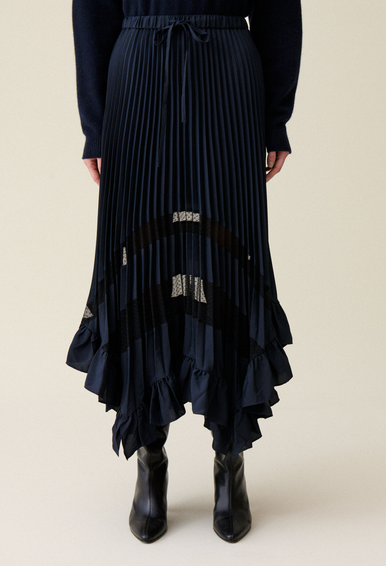 Jupe midi plissee et asymetrique pour femme Claudie Pierlot