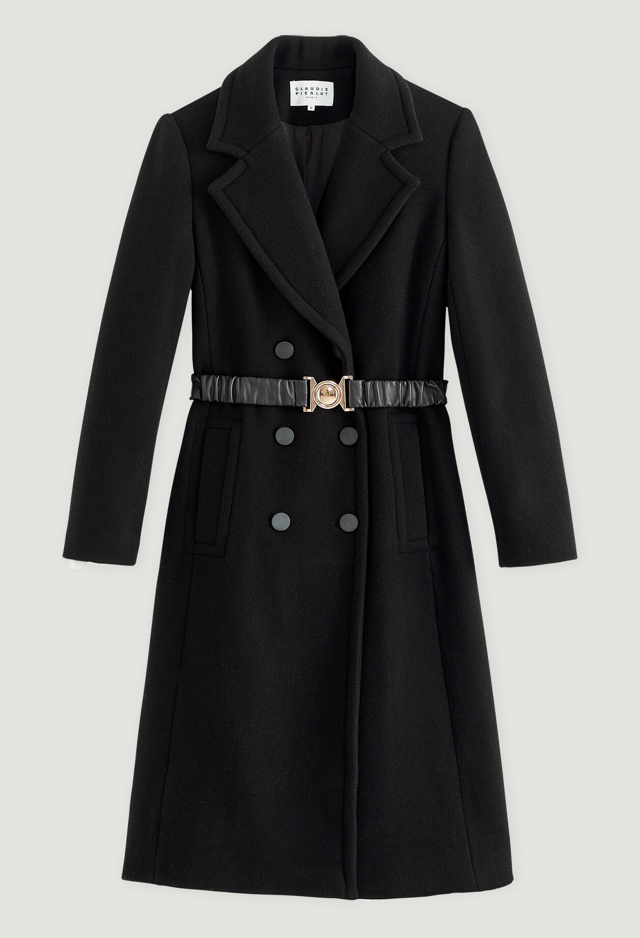 Manteau noir en laine et cachemire