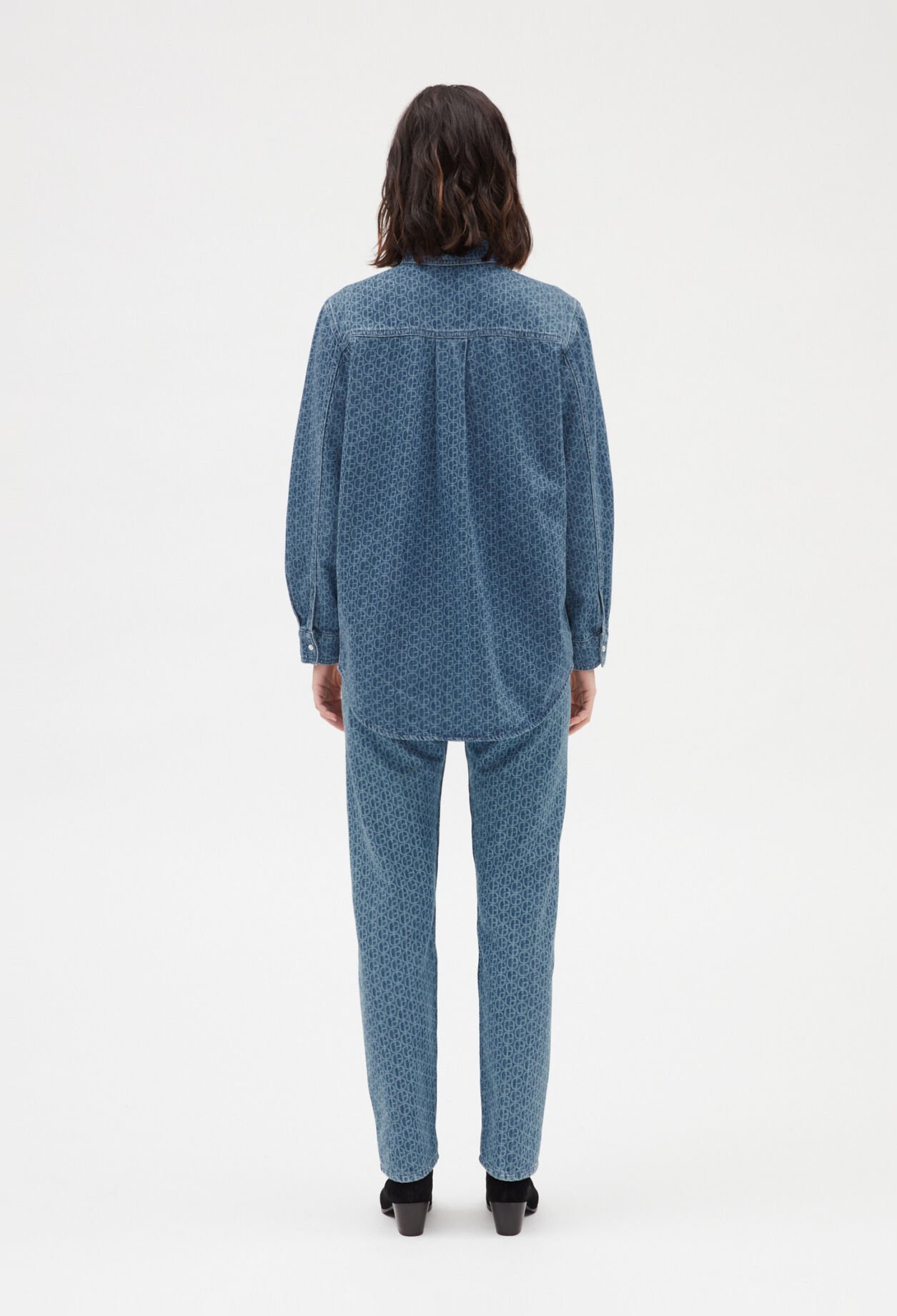 Chemise jean monogramme bleu