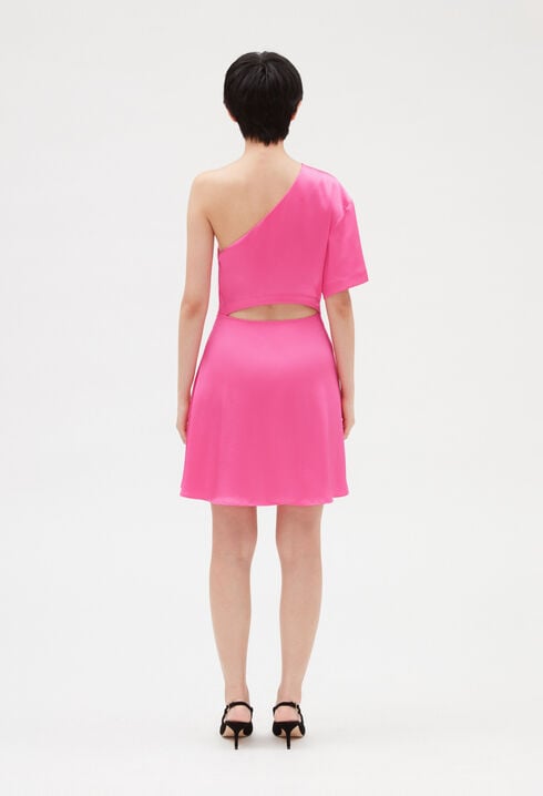 Robe courte asymétrique rose