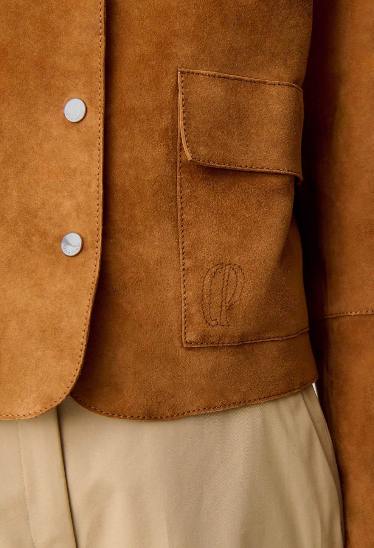 Veste cuir su&egrave;de