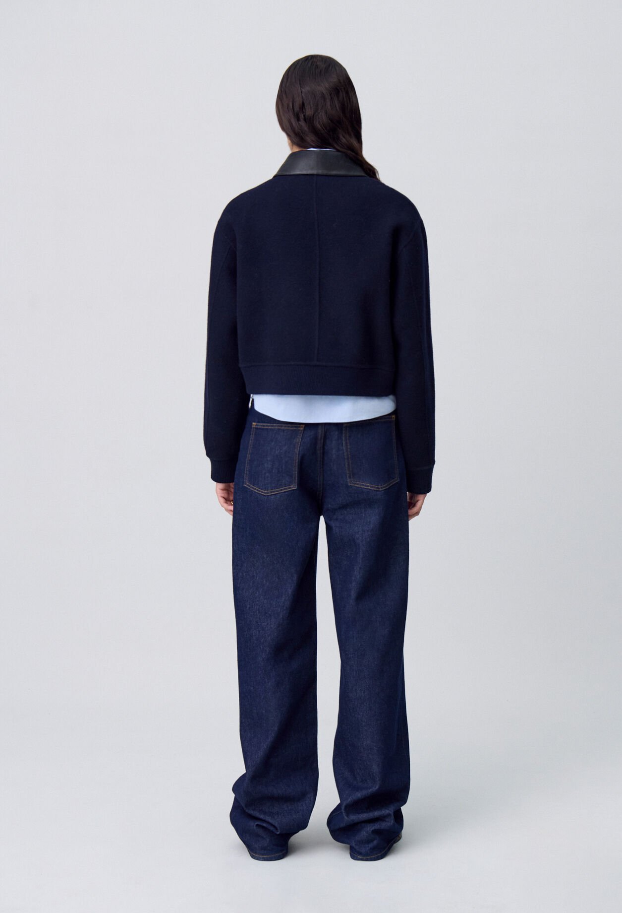 Blouson laine col similicuir