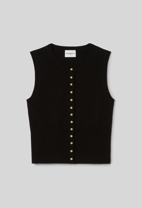 Top maille boutonné