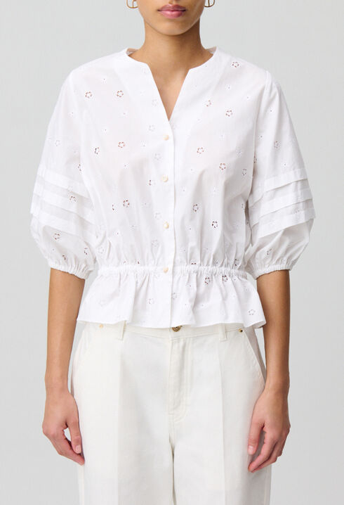 Chemise &eacute;lastiqu&eacute;e brod&eacute;e