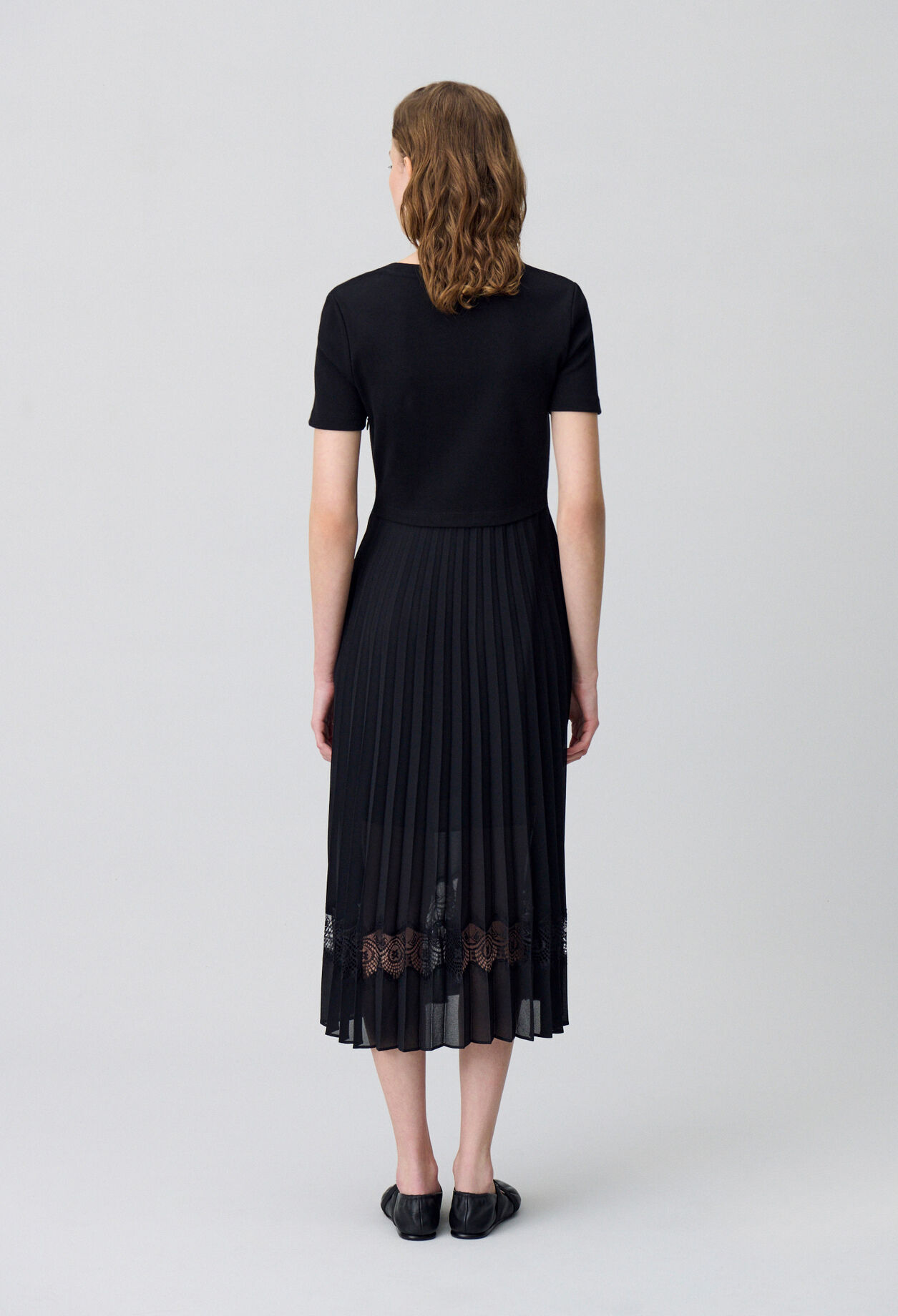 Robe midi Twist bi-matière noire