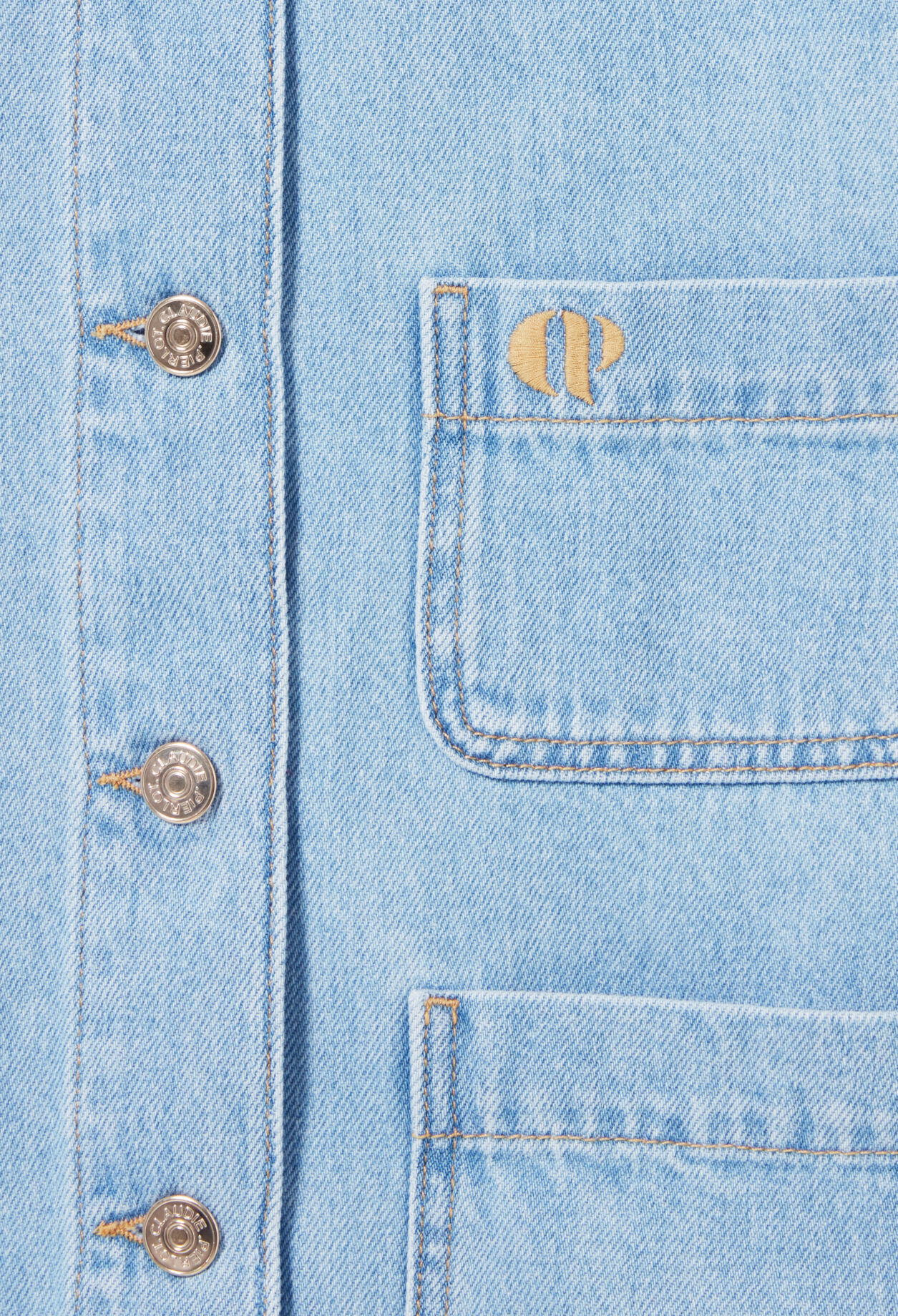 Veste jean denim col claudine
