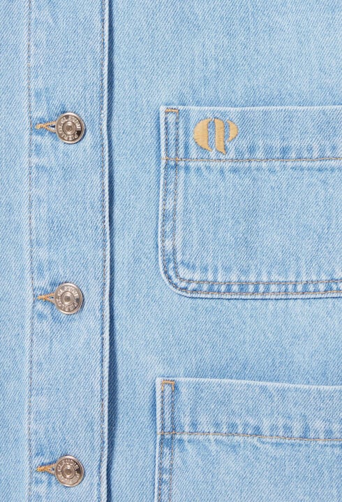 Veste jean denim col claudine