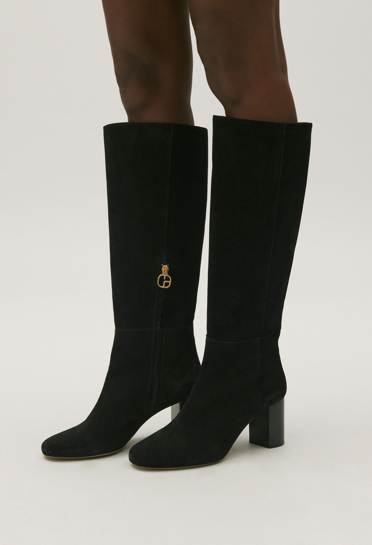Bottes hautes cuir suède noir