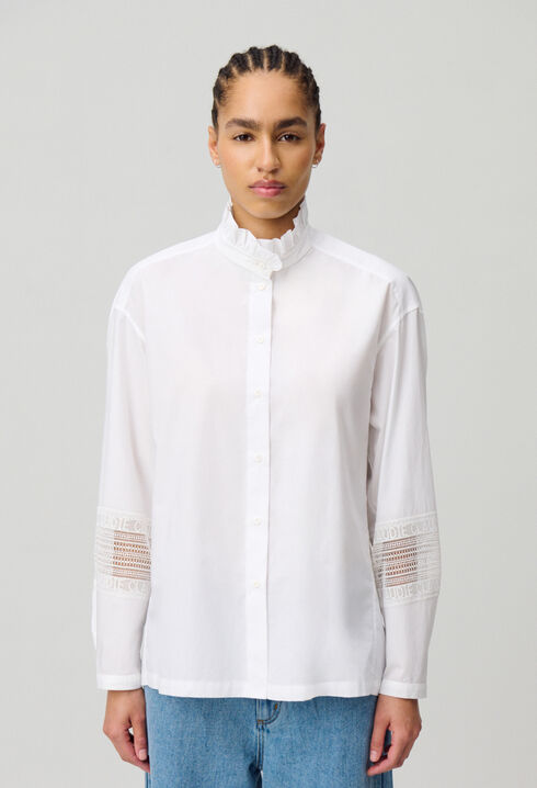 Chemise coton col volanté