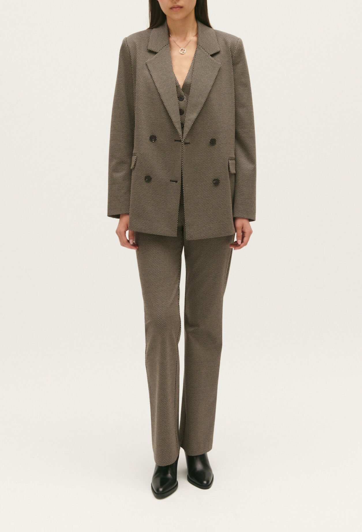 Veste tailleur pied de poule chocolat