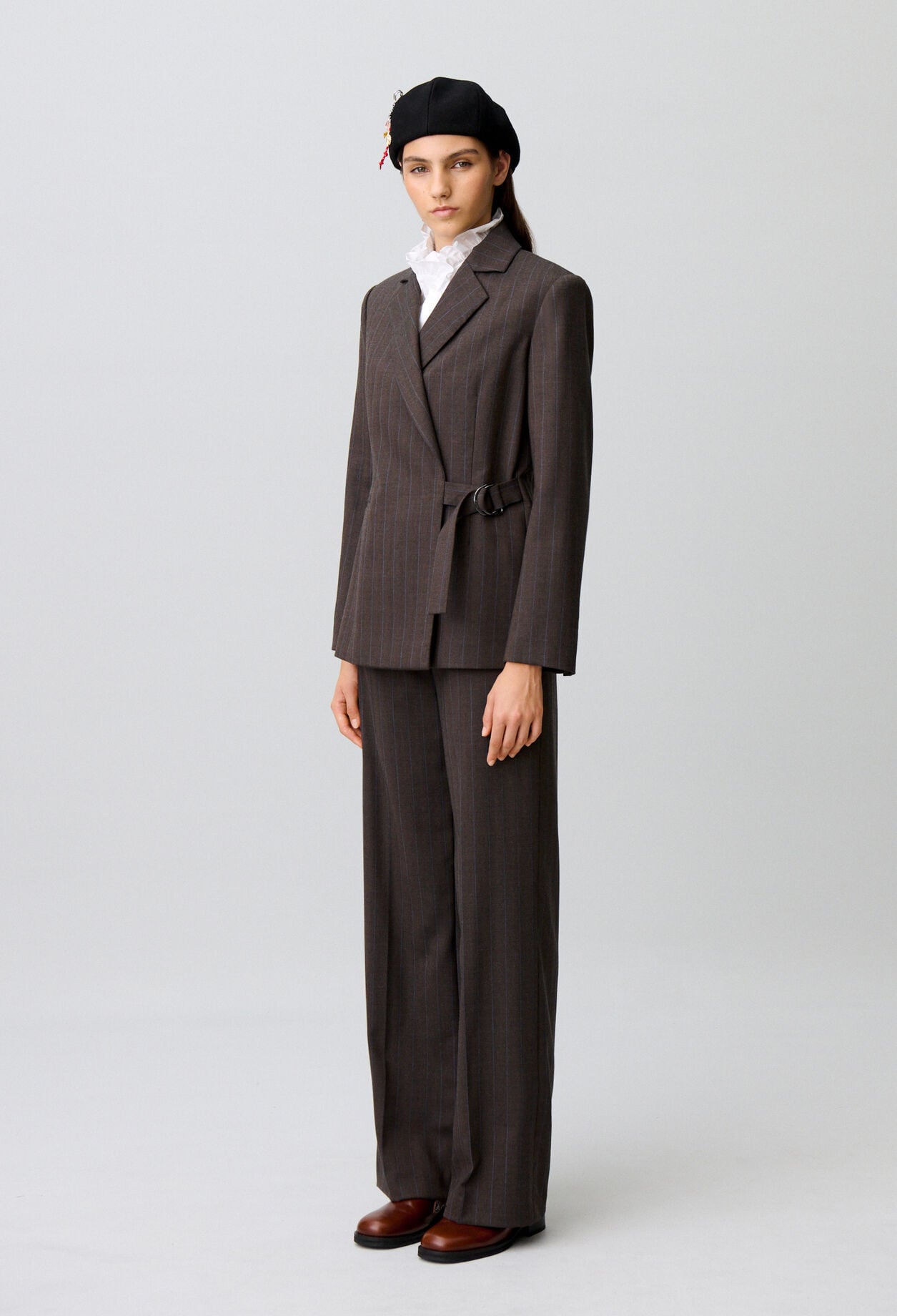 Veste tailleur droite ray&eacute;e