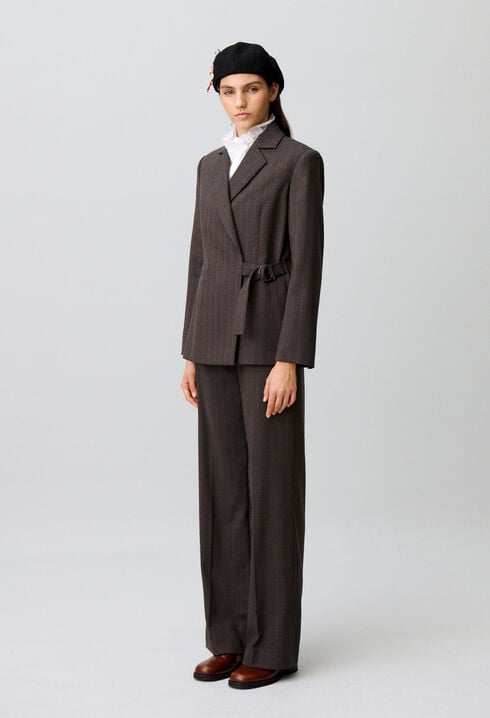 Veste tailleur droite ray&eacute;e