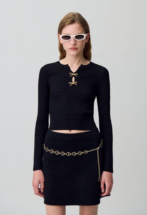 Pull maille fine noeuds