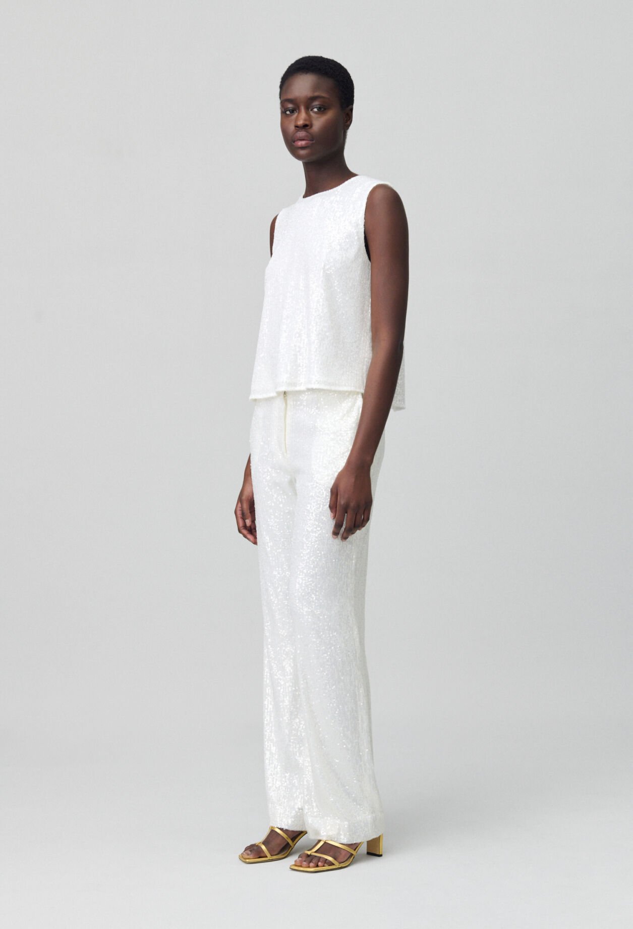 Pantalon à sequins blanc