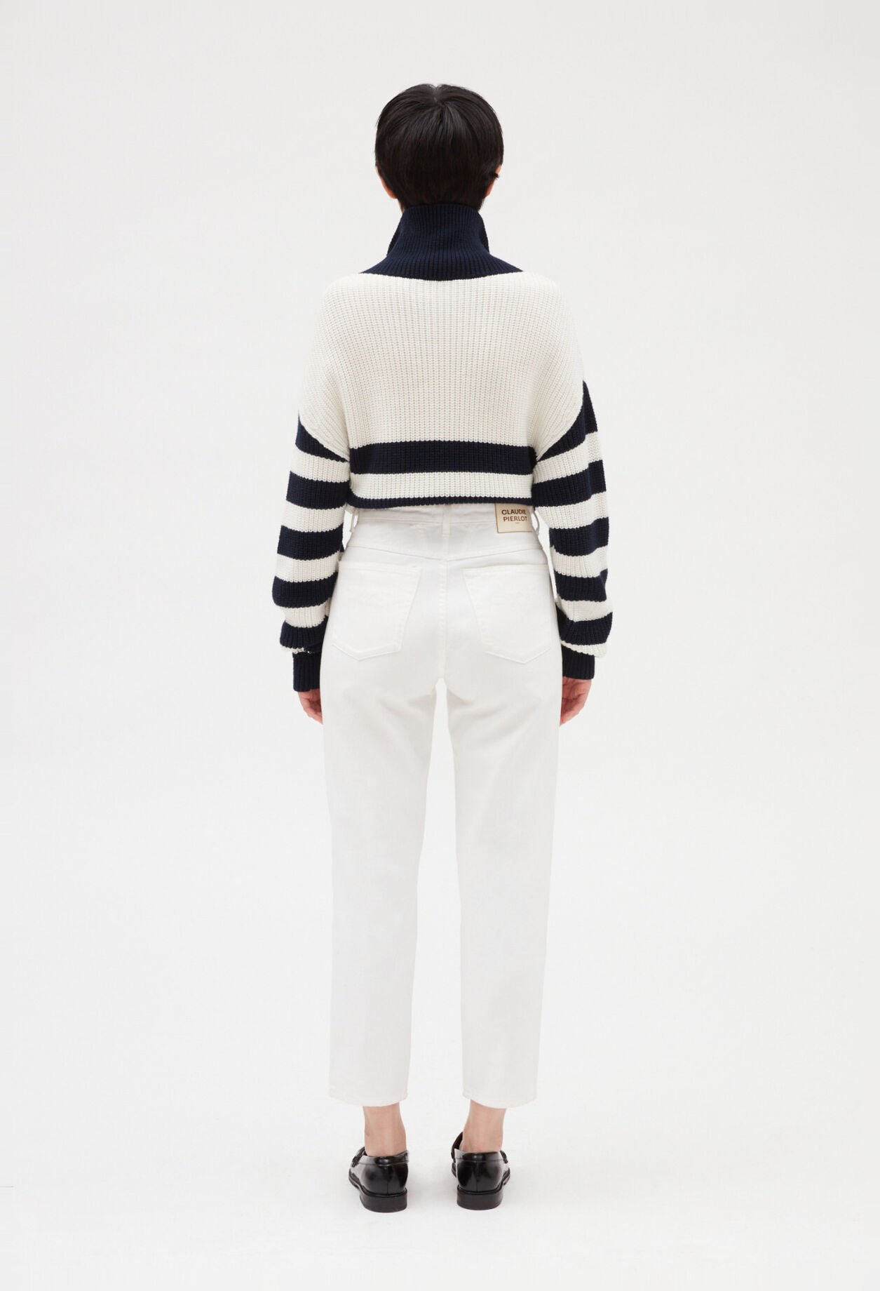 Jean blanc taille haute